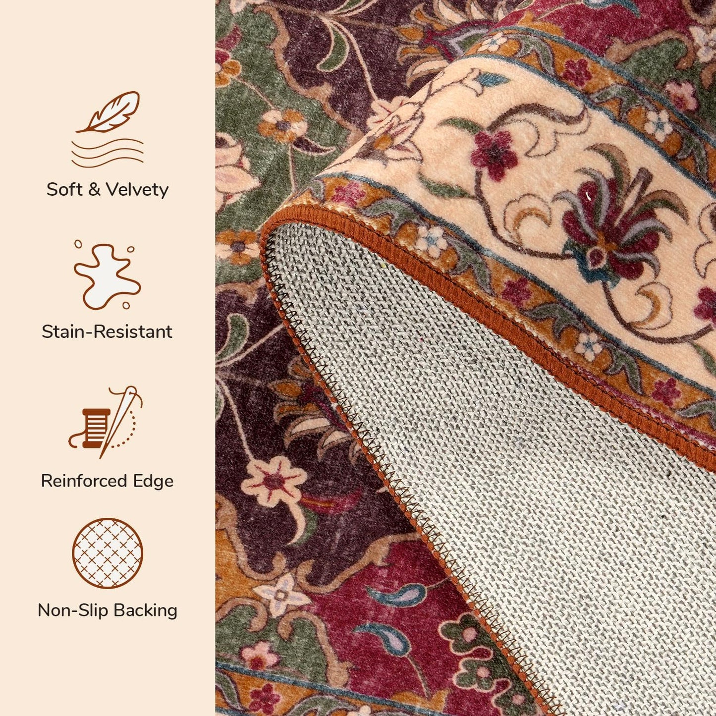 Moroccan Faux Wool Runner Rug - Classic Red and Cream