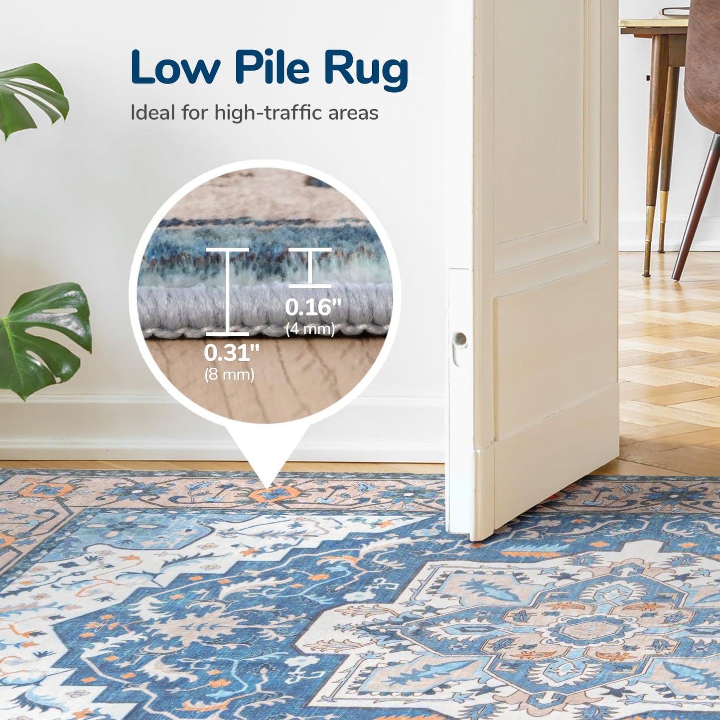 Faux-Wool Area Rug - Blue Brown
