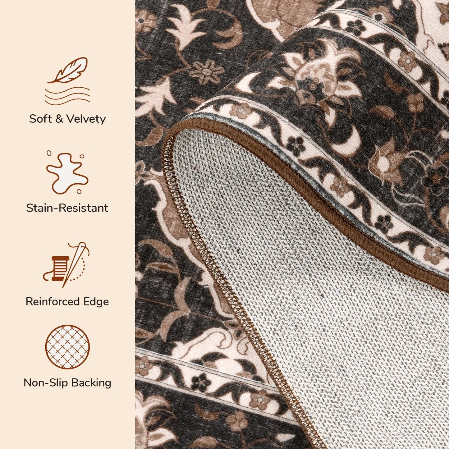 Faux Wool Moroccan Small Area Rug - Taupe and Beige