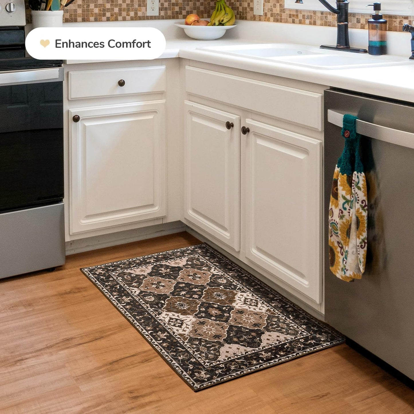 Faux Wool Moroccan Small Area Rug - Taupe and Beige