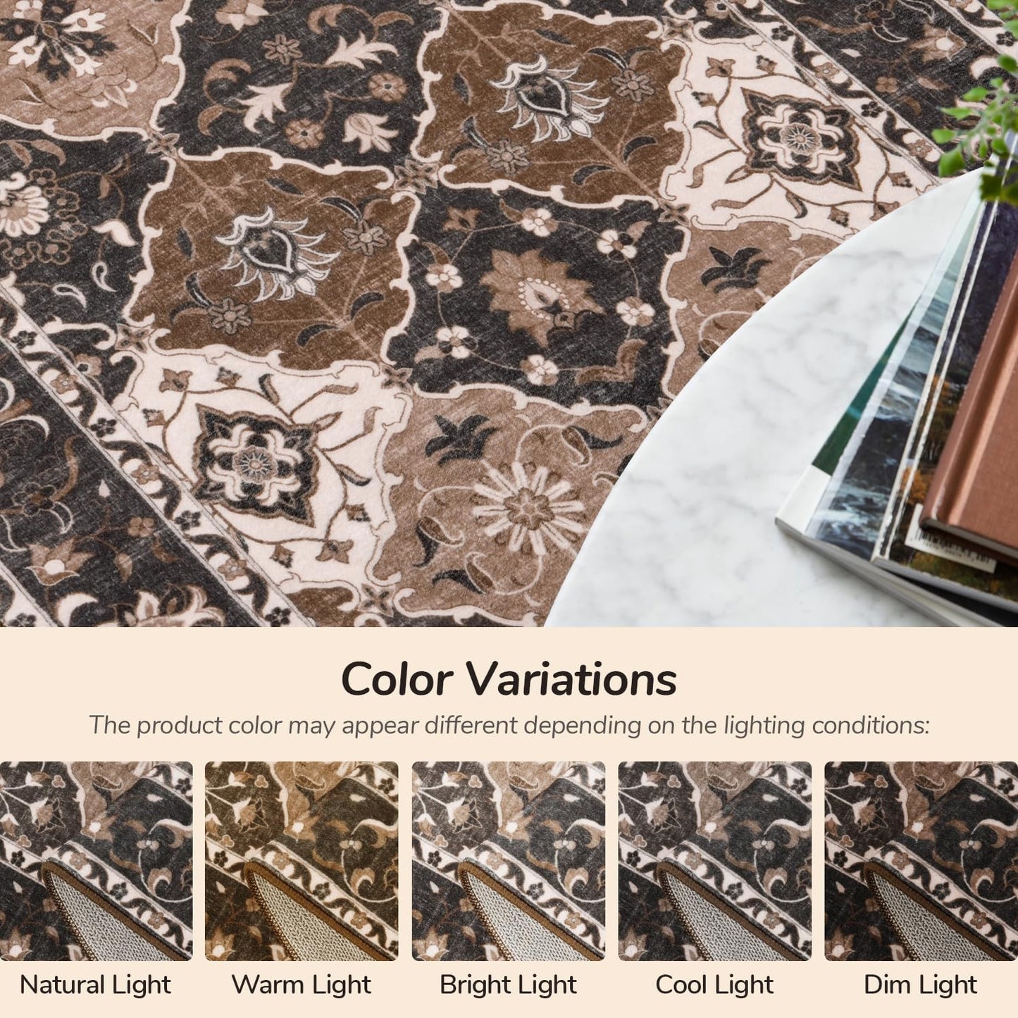 Faux Wool Moroccan Small Area Rug - Taupe and Beige