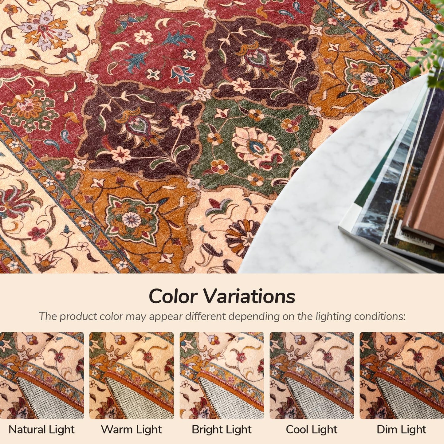 Moroccan Faux Wool Runner Rug - Classic Red and Cream