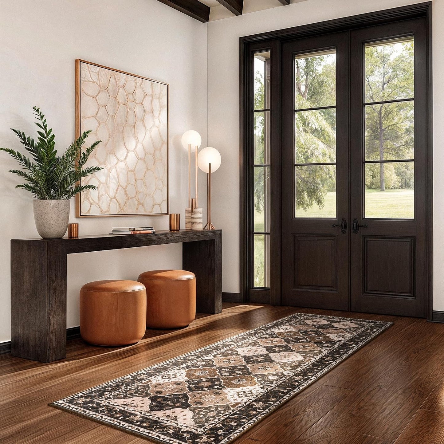 Faux Wool Moroccan Small Area Rug - Taupe and Beige