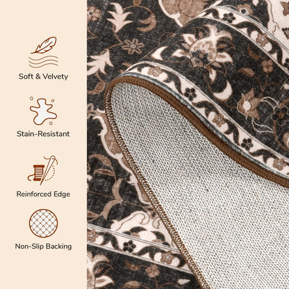 Faux Wool Moroccan  Small Area Rug - Taupe and Beige