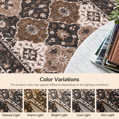 Faux Wool Moroccan  Small Area Rug - Taupe and Beige